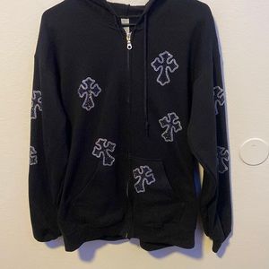 Simplicity Cross Rhinestone Zip-Up